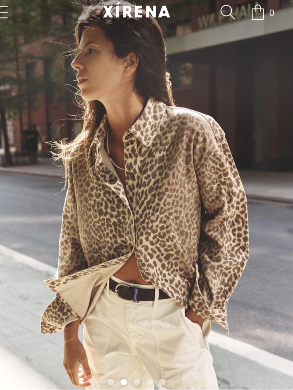 XiRENA Leopard Print Button-Up in Neutral Sable